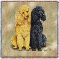 Poodles - Robert May - Lap Square Cotton Woven Blanket Throw -  (54x54)