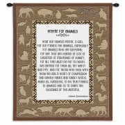 Prayer For Animals - Woven Tapestry Wall Art Hanging - Globally Inspired Texturally Modern Prayer with Animal Border - 100% Cotton Size 34x26