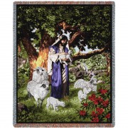 Psalm 23 - Jesus - Raoul Vitale - Cotton Woven Blanket Throw -  (72x54)