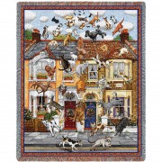 Raining Cats and Dogs - Gale Pitt - Cotton Woven Blanket Throw -  (72x54)