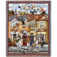 Raining Cats and Dogs - Gale Pitt - Cotton Woven Blanket Throw -  (72x54)