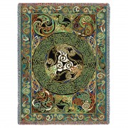 Ravens Panel - Celtic - Jen Delyth - Cotton Woven Blanket Throw -  (72x54)