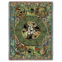 Ravens Panel - Celtic - Jen Delyth - Cotton Woven Blanket Throw -  (72x54)