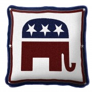 Republican Logo Textured Hand Finished Elegant Woven Throw Pillow Cover 100% Cotton  Size 17x17