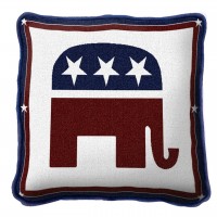 Republican Logo Textured Hand Finished Elegant Woven Throw Pillow Cover 100% Cotton  Size 17x17