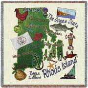 State of Rhode Island - Lap Square Cotton Woven Blanket Throw -  (54x54)