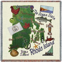 State of Rhode Island - Lap Square Cotton Woven Blanket Throw -  (54x54)