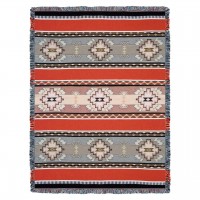 Rimrock -Dusk 2 - Southwest Native American Inspired Tribal Camp - Cotton Woven Blanket Throw -  (72x54)