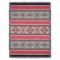 Rimrock - Dusk - Southwest Native American Inspired Tribal Camp - Cotton Woven Blanket Throw -  (72x54)