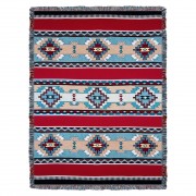 Rimrock - Red - Southwest Native American Inspired Tribal Camp - Cotton Woven Blanket Throw -  (72x54)