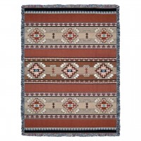 Rimrock - Sandstone - Southwest Native American Inspired Tribal Camp - Cotton Woven Blanket Throw -  (72x54)