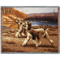 Afghan Hound River Walk - Bob Christie - Cotton Woven Blanket Throw -  (72x54)