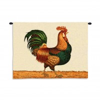 Rooster by Charles Wysocki - Woven Tapestry Wall Art Hanging - Proud Strutting Country Chicken - 100% Cotton Size 34x26