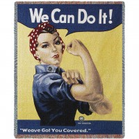 Rosie The Riveter - We Can Do It! - Cotton Woven Blanket Throw -  (72x54)
