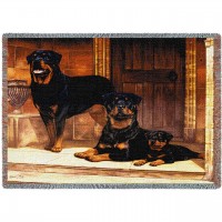 Rottweiler - Robert May - Cotton Woven Blanket Throw -  (72x54)