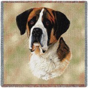 Saint Bernard - Robert May - Lap Square Cotton Woven Blanket Throw -  (54x54)
