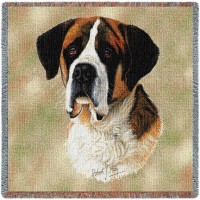 Saint Bernard - Robert May - Lap Square Cotton Woven Blanket Throw -  (54x54)