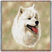 Samoyed - Robert May - Lap Square Cotton Woven Blanket Throw -  (54x54)