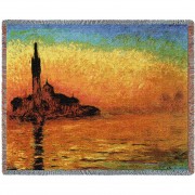 San Giorgio Maggiore At Dusk - Claude Monet - Cotton Woven Blanket Throw -  (72x54)