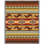 Sandoval Earth - Southwest Native American Inspired Tribal Camp - Cotton Woven Blanket Throw -  (72x54)