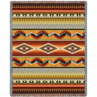 Sandoval Earth - Southwest Native American Inspired Tribal Camp - Cotton Woven Blanket Throw -  (72x54)