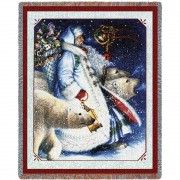 Santa and Polar Bears - Lynn Bywaters - Cotton Woven Blanket Throw -  (72x54)