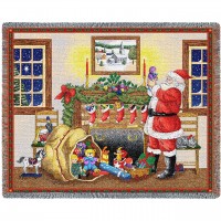 Christmas Santa's Bag - Cotton Woven Blanket Throw -  (72x54)
