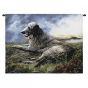 Scottish Deerhound by Robert May - Woven Tapestry Wall Art Hanging - Dog Resting on Hill Oil Painting - 100% Cotton Size 34x26