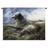 Scottish Deerhound by Robert May - Woven Tapestry Wall Art Hanging - Dog Resting on Hill Oil Painting - 100% Cotton Size 34x26