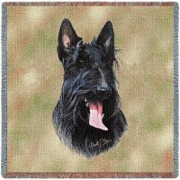 Scottish Terrier - Robert May - Lap Square Cotton Woven Blanket Throw -  (54x54)