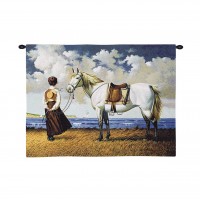 Sea Captain's Wife Abiding by Charles Wysocki - Woven Tapestry Wall Art Hanging  - 100% Cotton Size 34x26