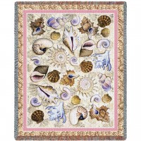 Seashells - Helen Vladykina - Cotton Woven Blanket Throw -  (72x54)