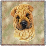 Shar-Pei - Robert May - Lap Square Cotton Woven Blanket Throw -  (54x54)