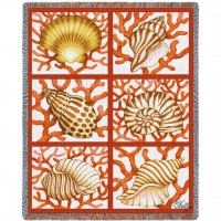 Shells and Coral - Stephanie Stouffer - Cotton Woven Blanket Throw -  (72x54)