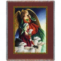 Shepherd Boy and Angel - Lynn Bywaters - Cotton Woven Blanket Throw -  (72x54)