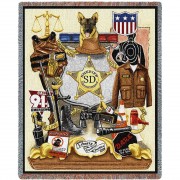 Police Department - Sheriff - Cotton Woven Blanket Throw -  (72x54)