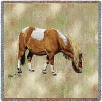 Shetland Pony Horse - Robert May - Lap Square Cotton Woven Blanket Throw -  (54x54)