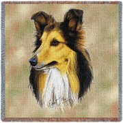 Shetland Sheepdog - Robert May - Lap Square Cotton Woven Blanket Throw -  (54x54)