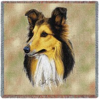 Shetland Sheepdog - Robert May - Lap Square Cotton Woven Blanket Throw -  (54x54)
