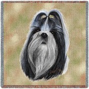 Shih Tzu - Robert May - Lap Square Cotton Woven Blanket Throw -  (54x54)