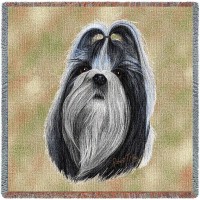 Shih Tzu - Robert May - Lap Square Cotton Woven Blanket Throw -  (54x54)