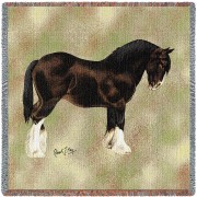 Shire Horse - Robert May - Lap Square Cotton Woven Blanket Throw -  (54x54)