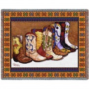 Showing Off - Cowboy Boots - John Saunders - Cotton Woven Blanket Throw -  (72x54)