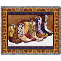 Showing Off - Cowboy Boots - John Saunders - Cotton Woven Blanket Throw -  (72x54)