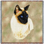 Siamese Cat - Robert May - Lap Square Cotton Woven Blanket Throw -  (54x54)