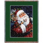 Smoking Santa - Lynn Bywaters - Cotton Woven Blanket Throw -  (72x54)