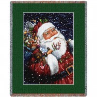 Smoking Santa - Lynn Bywaters - Cotton Woven Blanket Throw -  (72x54)