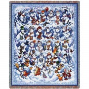Snow Folks Snowman - Bill Bell - Cotton Woven Blanket Throw -  (72x54)