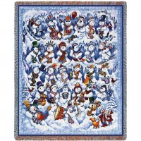 Snow Folks Snowman - Bill Bell - Cotton Woven Blanket Throw -  (72x54)