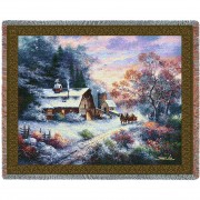 Snowy Evening - James Lee - Cotton Woven Blanket Throw -  (72x54)